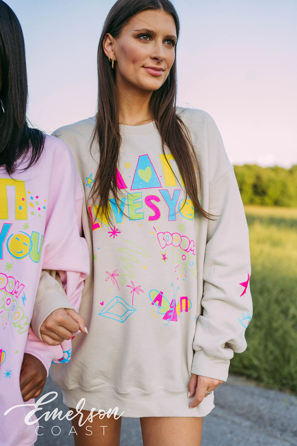 Alpha Delta Pi PR Doodle Sand Crewneck