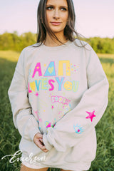Alpha Delta Pi PR Doodle Sand Crewneck