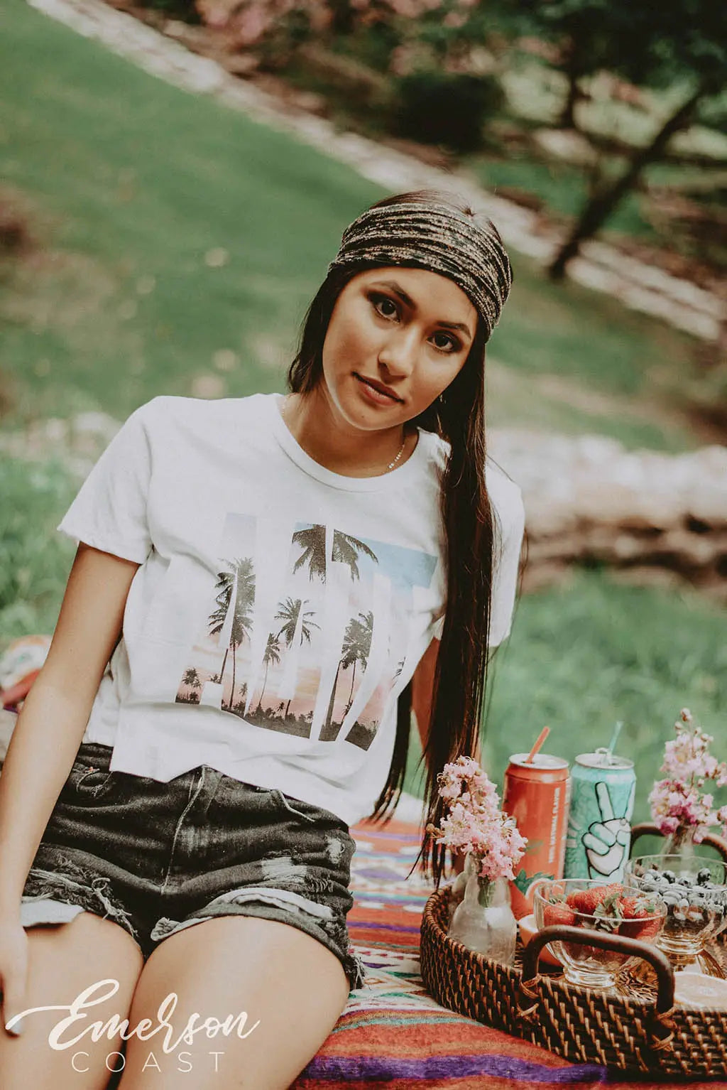 Alpha Delta Pi Palm Tree Cropped Tee