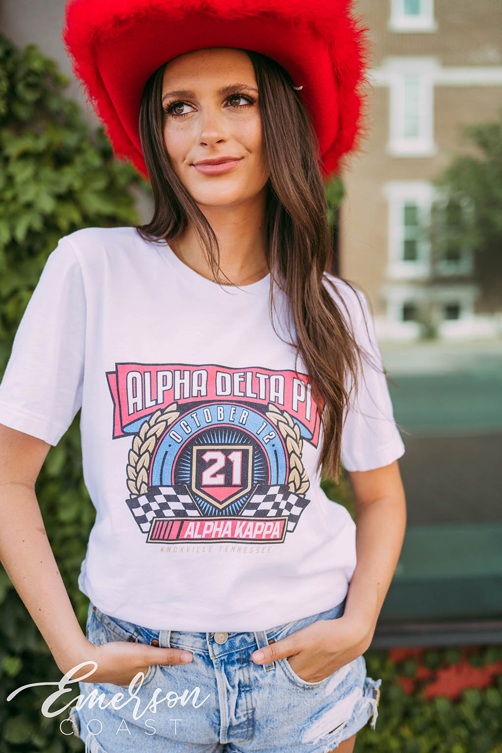 Alpha Delta Pi Social Racing Stripes Tee