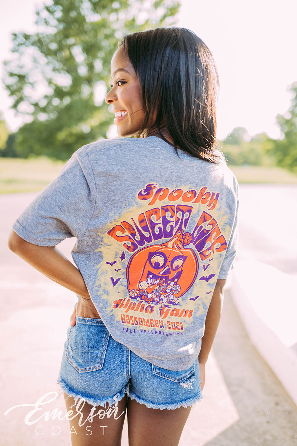 Alpha Gamma Delta Spooky Sweet Cafe Tee