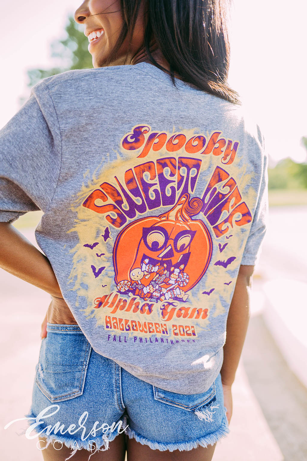 Alpha Gamma Delta Spooky Sweet Cafe Tee