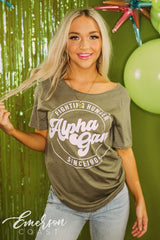 Alpha Gamma Philanthropy Fighting Hunger Raw Neck Tee