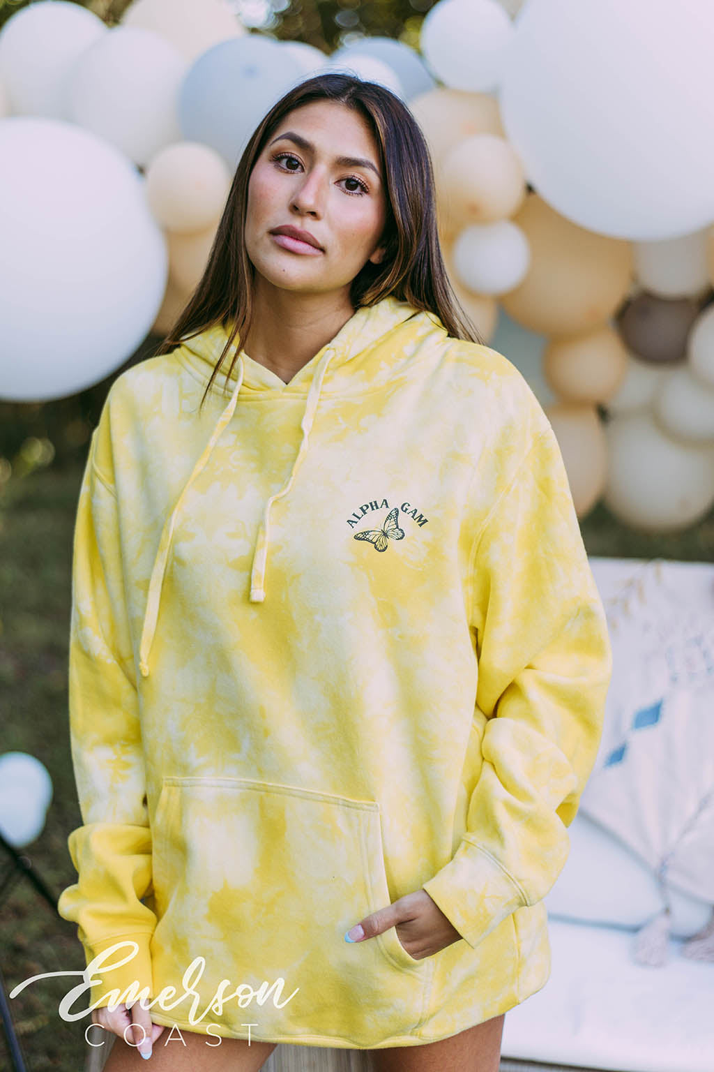 Alpha Gamma Delta Butterfly Yellow Hoodie