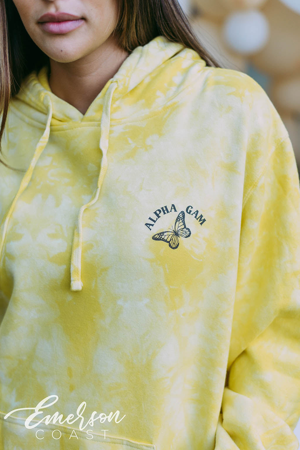 Alpha Gamma Delta Butterfly Yellow Hoodie