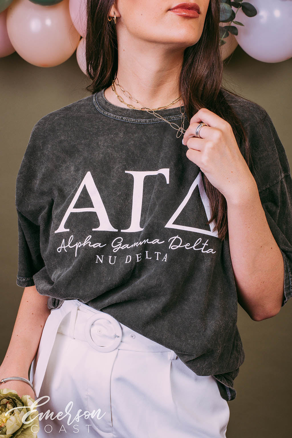 Alpha Gamma Delta PR Letters Mineral Wash T-Shirt