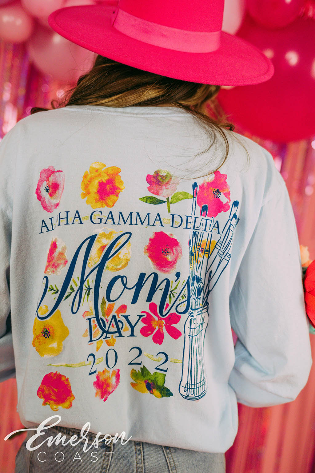 Alpha Gamma Delta Watercolor Moms Day Long Sleeve Tee
