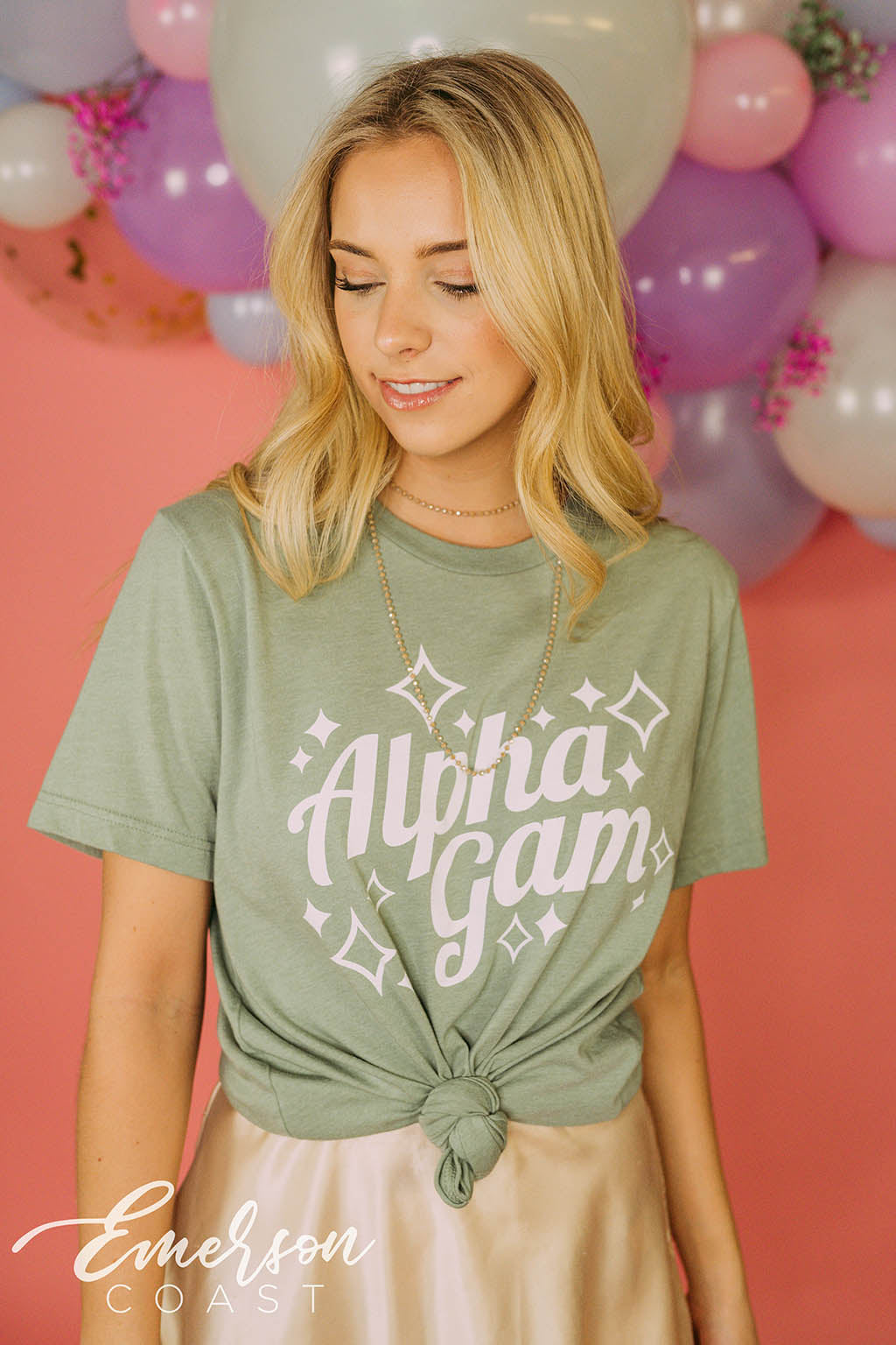 Alpha Gam Pastel Green Recruitment Tee - Emerson Coast