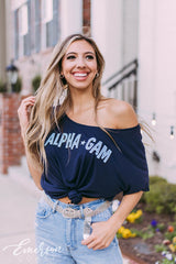 Alpha Gamma Delta Navy Slouchy Tee