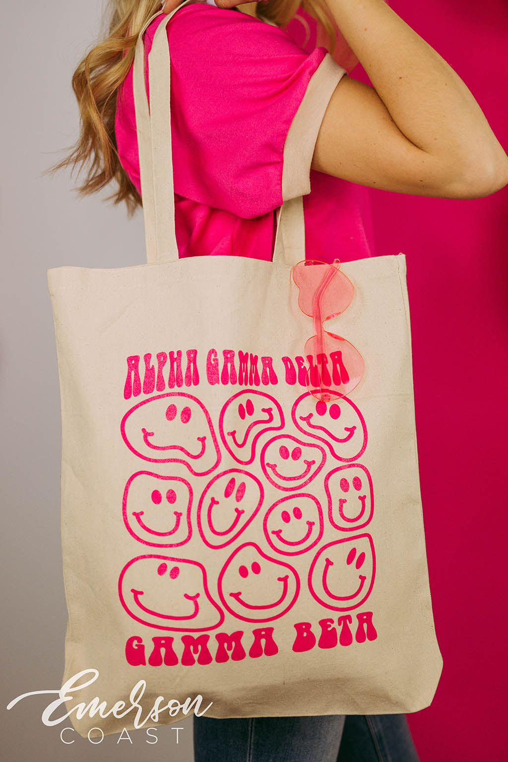Alpha Gamma Delta Smiley Tote Bag