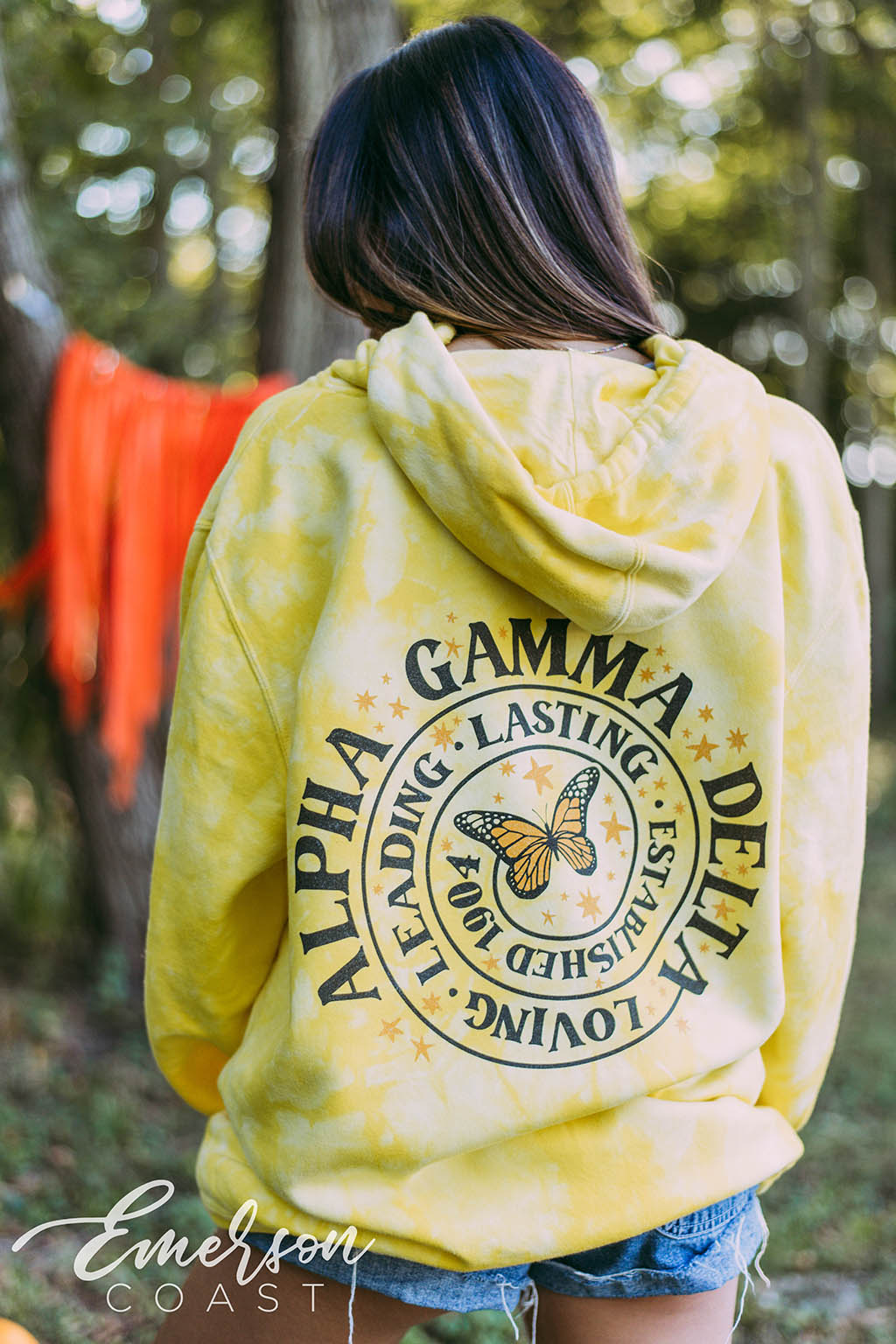 Alpha Gamma Delta Butterfly Yellow Hoodie