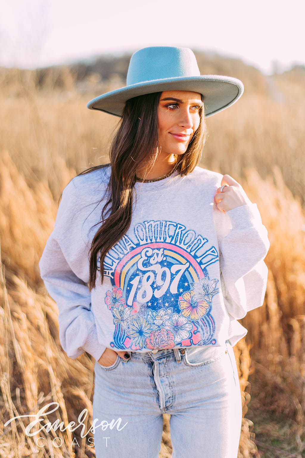 Alpha Omicron Pi Retro Floral Sweatshirt