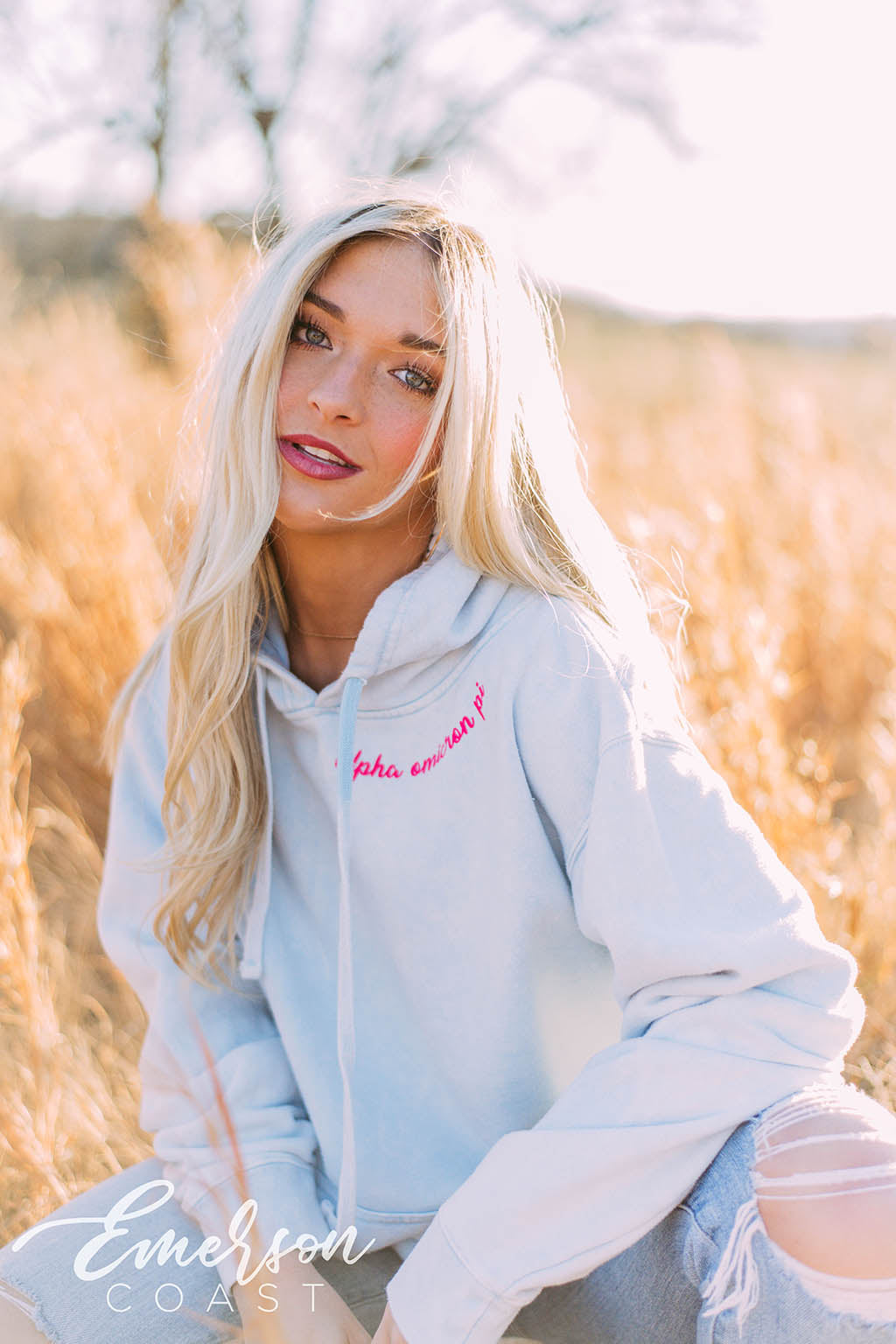 Alpha Love And Mine Blue Mineral Wash Hoodie