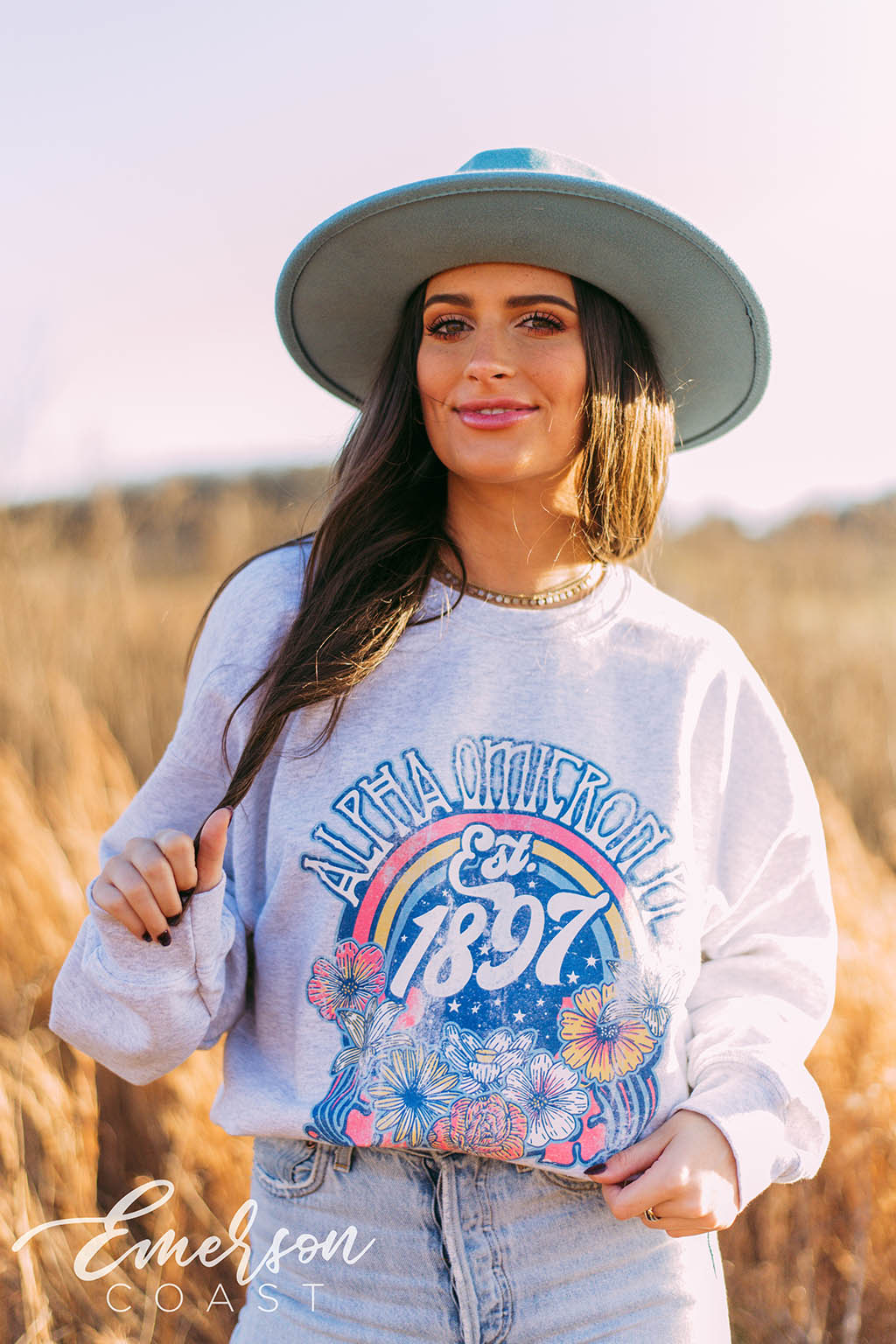 Alpha Omicron Pi Retro Floral Sweatshirt