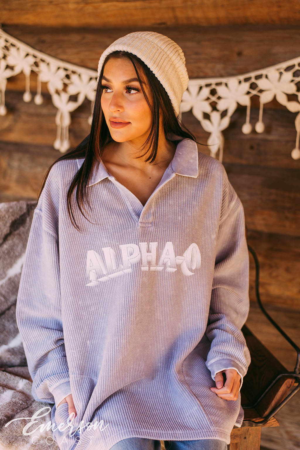 Alpha O Lavender Gray Collared Cord