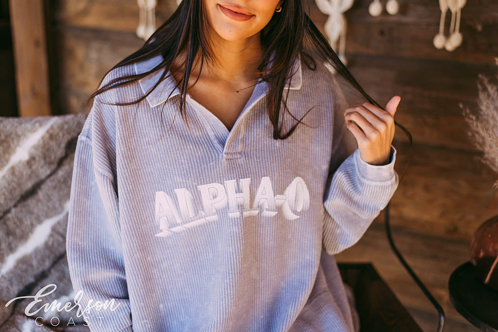 Alpha O Lavender Gray Collared Cord