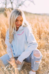 Alpha Love And Mine Blue Mineral Wash Hoodie