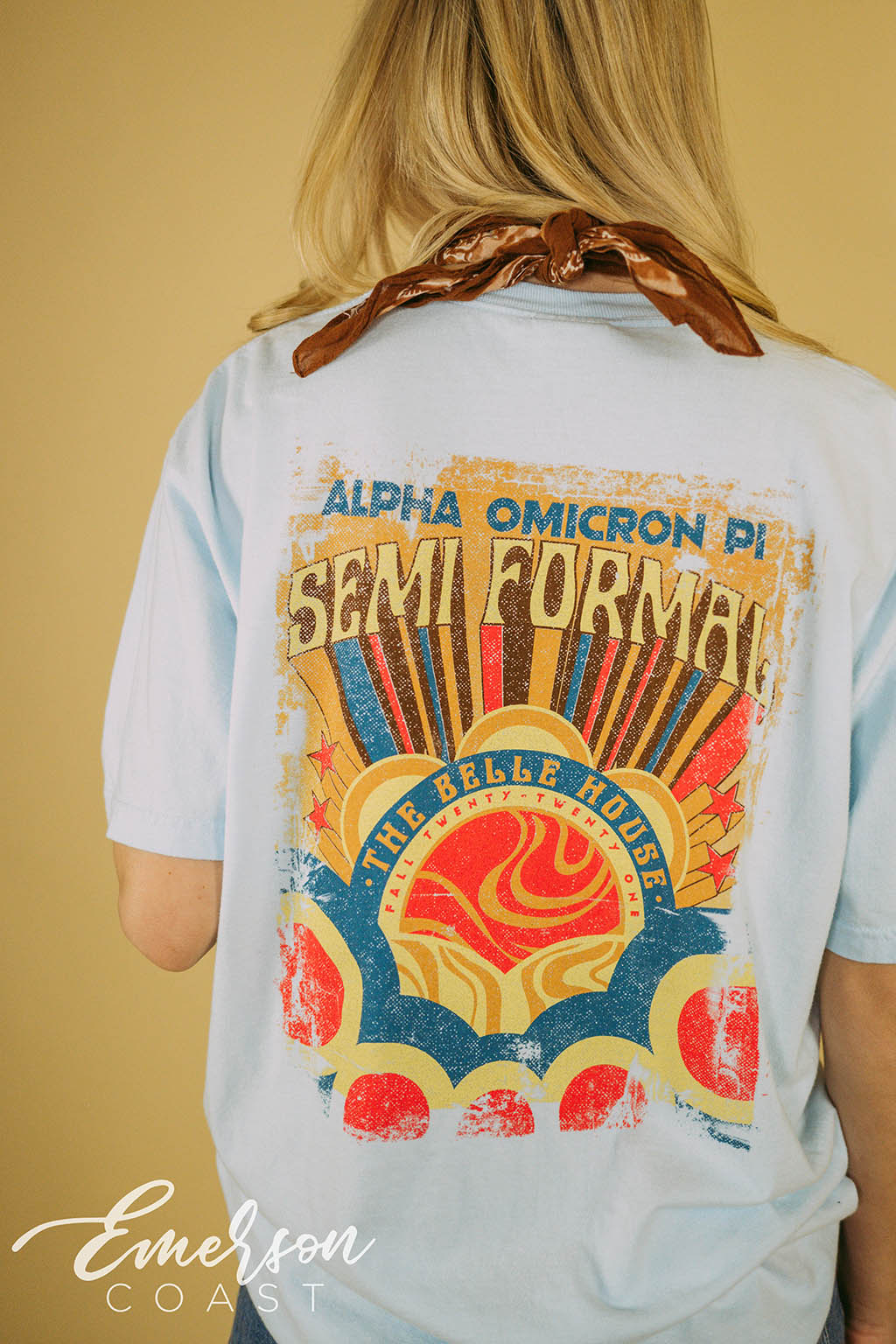Alpha Omicron Pi Retro Sunset Semi Formal T-shirt