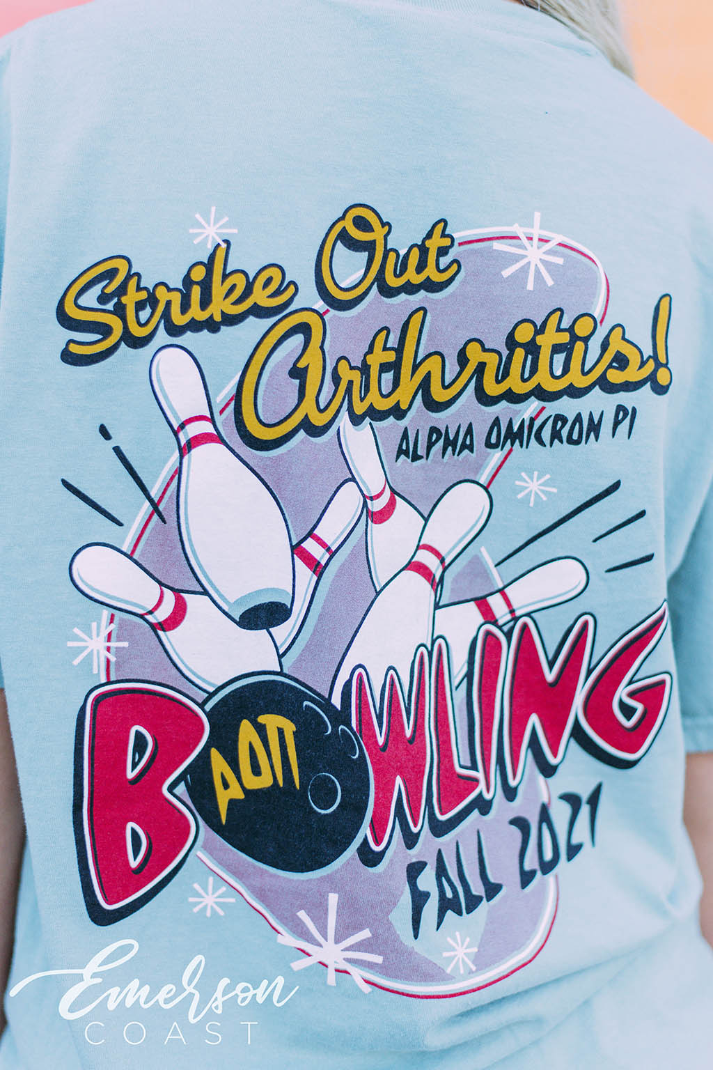 Alpha Omicron Pi Strike Out Arthritis Bowling Tee