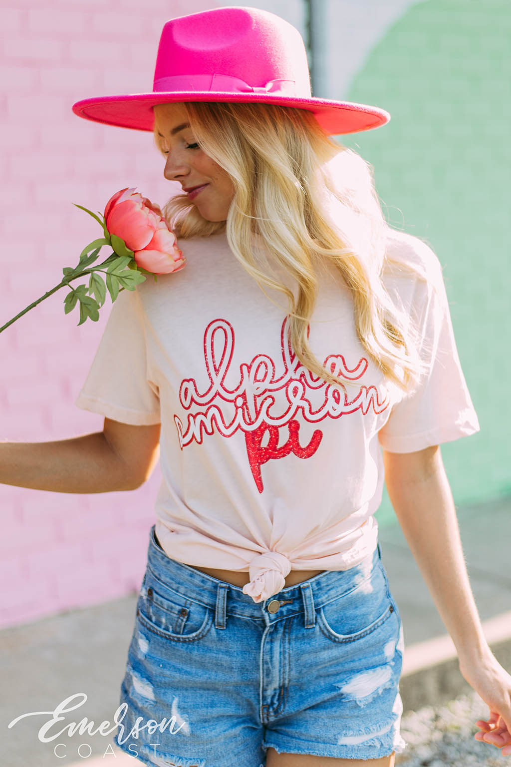 Alpha Omicron Pi Pink PR Tee