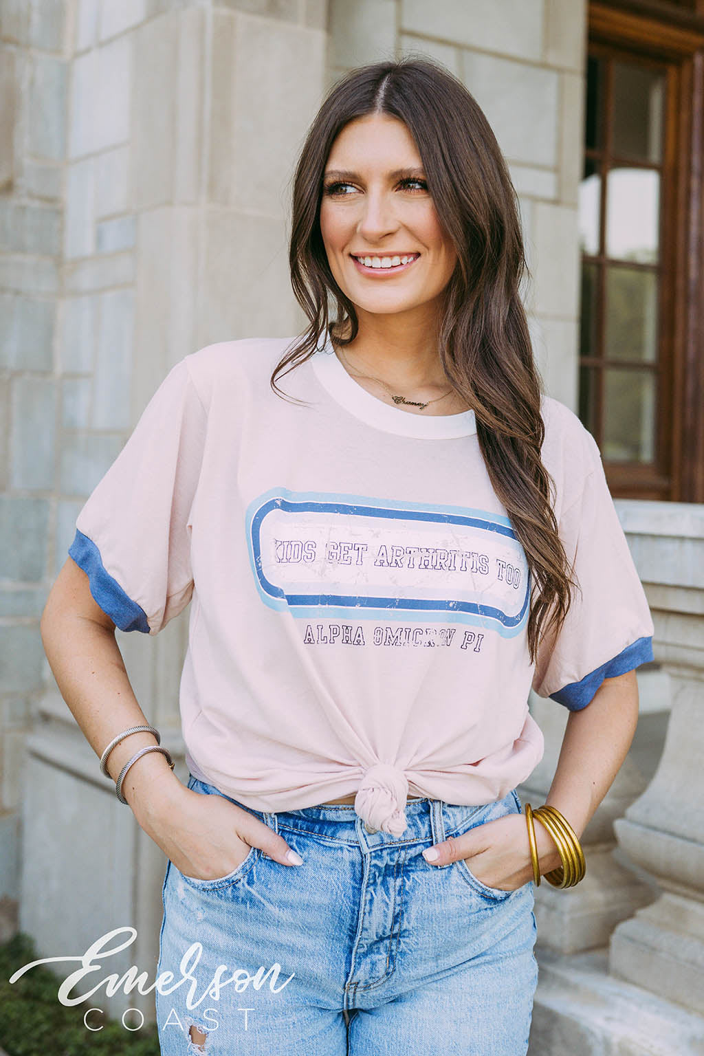 Alpha Omicron Pi Philanthropy Colorblock Ringer