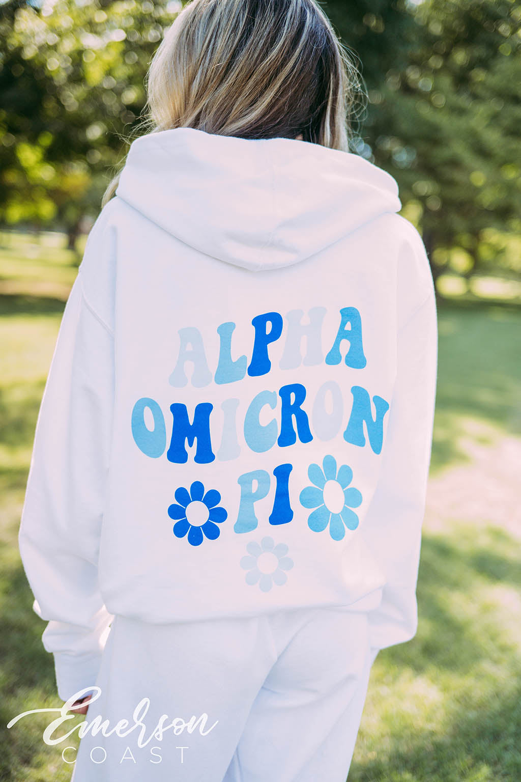 Alpha Omicron Pi PR Floral White Hoodie Jogger Set