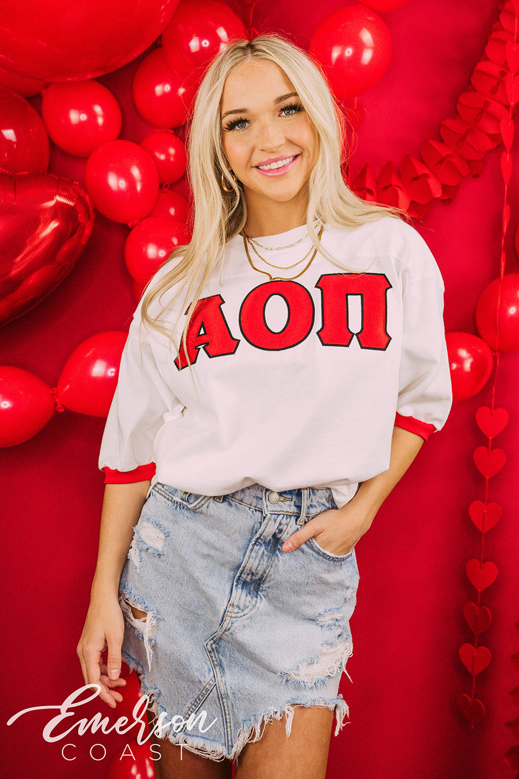Alpha Omicron Pi Bid Day Stitched Letter Jersey