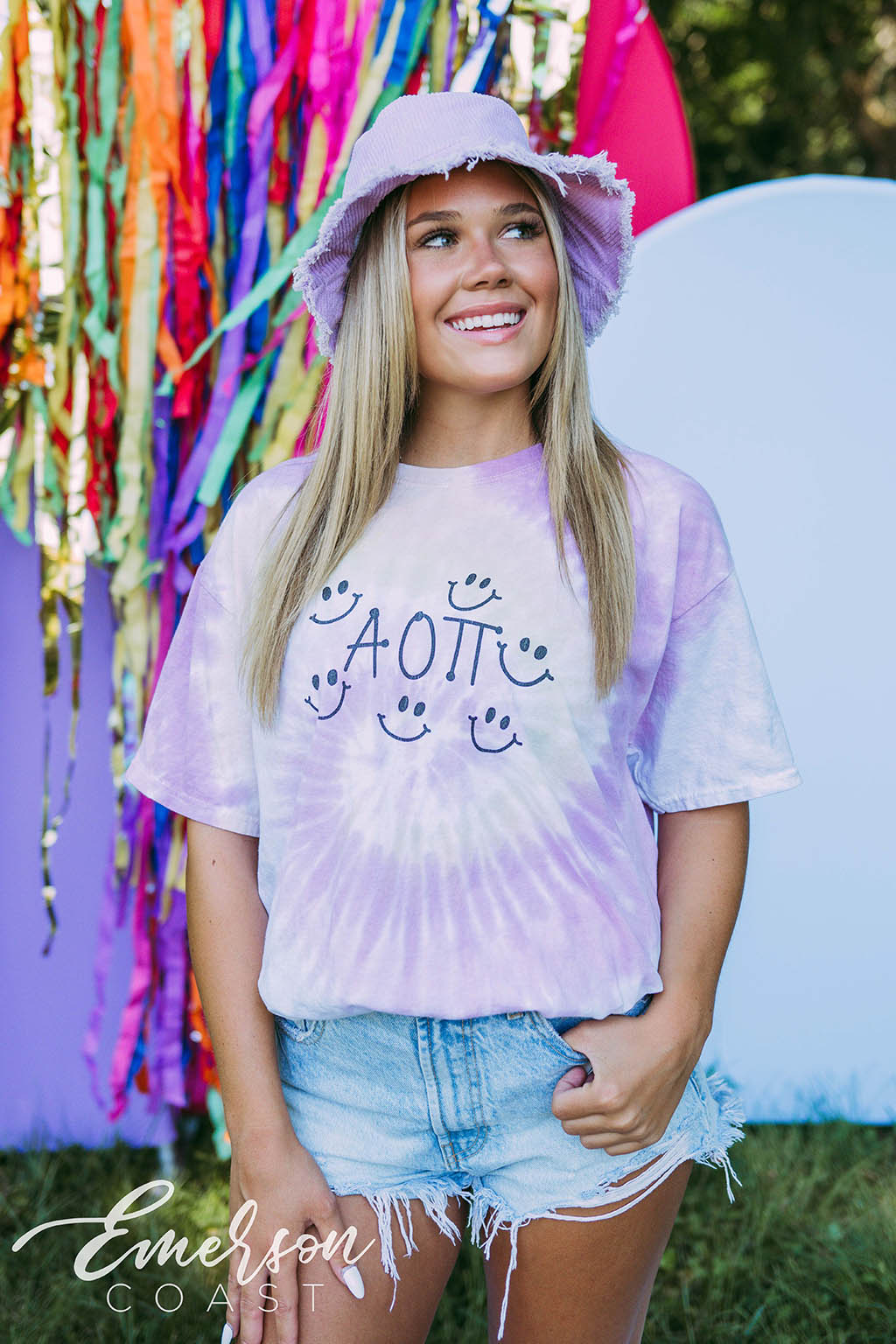 Alpha Omicron Pi PR Smiley Face Tie Dye Tee