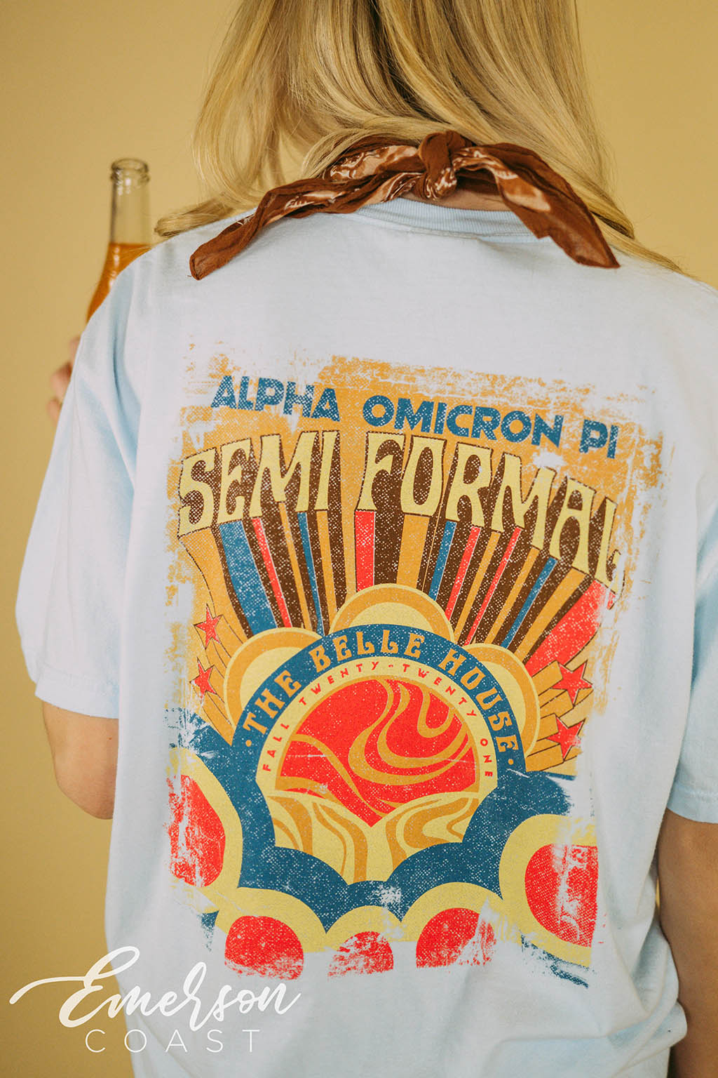 Alpha Omicron Pi Retro Sunset Semi Formal Shirt