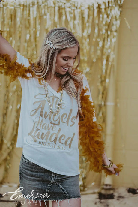 Alpha Omicron Pi Angels Bid Day V-Neck Tee