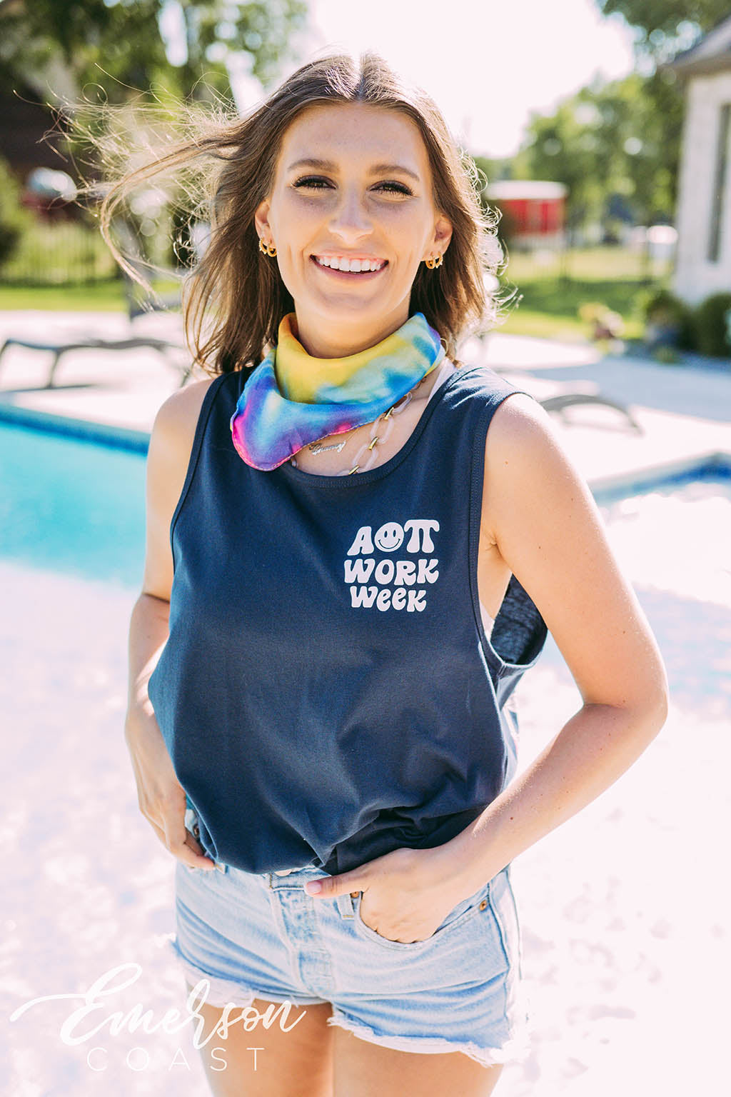 Alpha Omicron Pi Work Week Smiley Face Tank