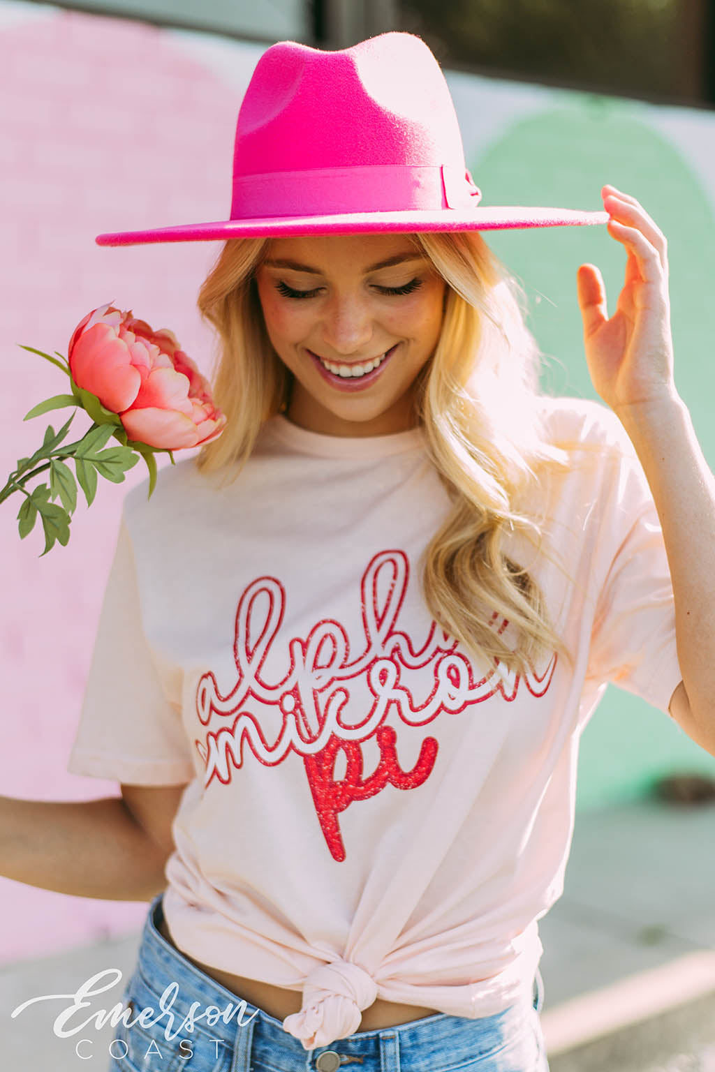 Alpha Omicron Pi Pink PR Tee