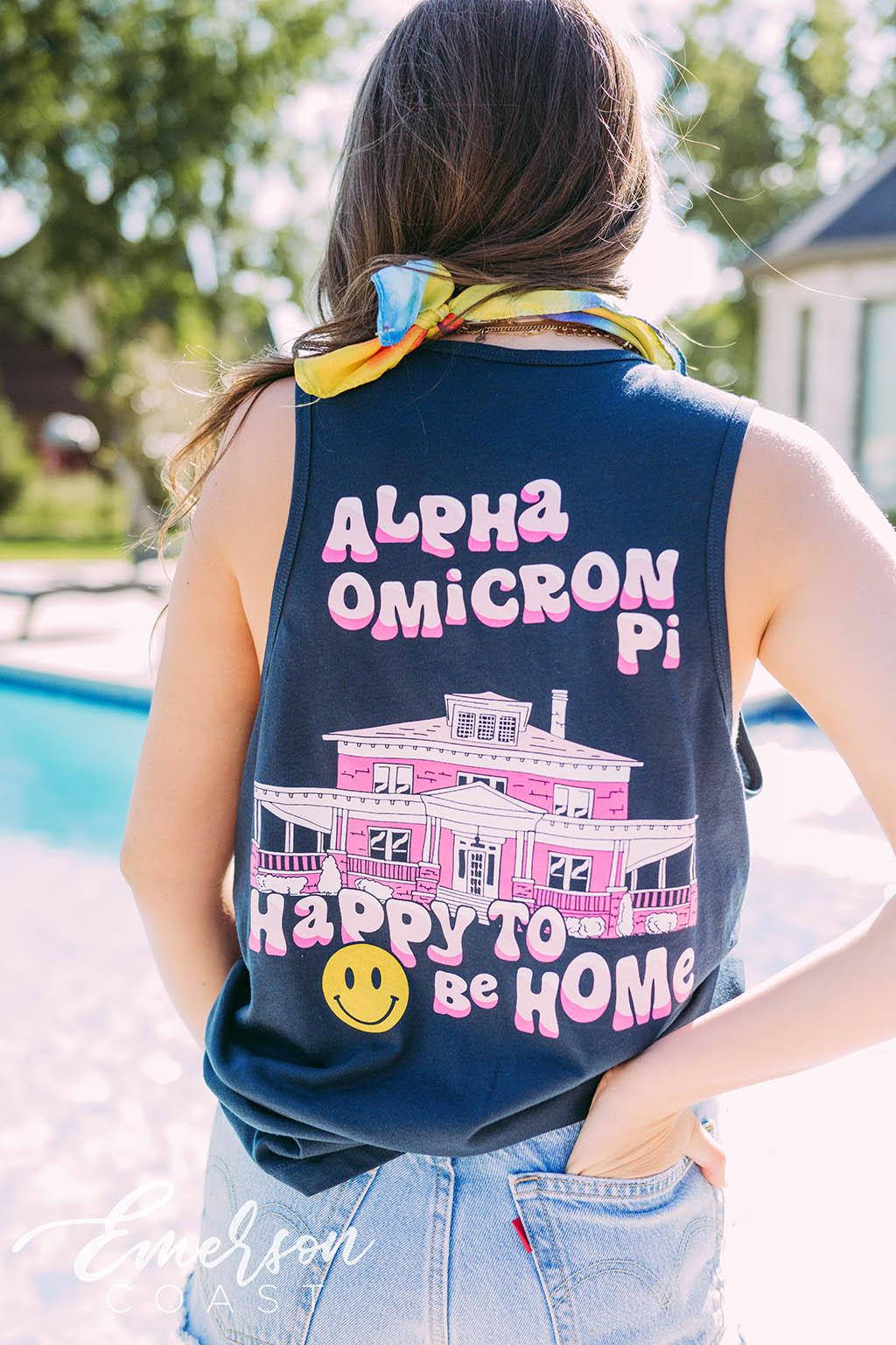Alpha Omicron Pi Work Week Smiley Face Tank
