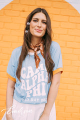 Alpha Phi Camp Bid Day Colorblock Ringer Tee