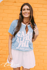 Alpha Phi Camp Bid Day Colorblock Ringer Tee