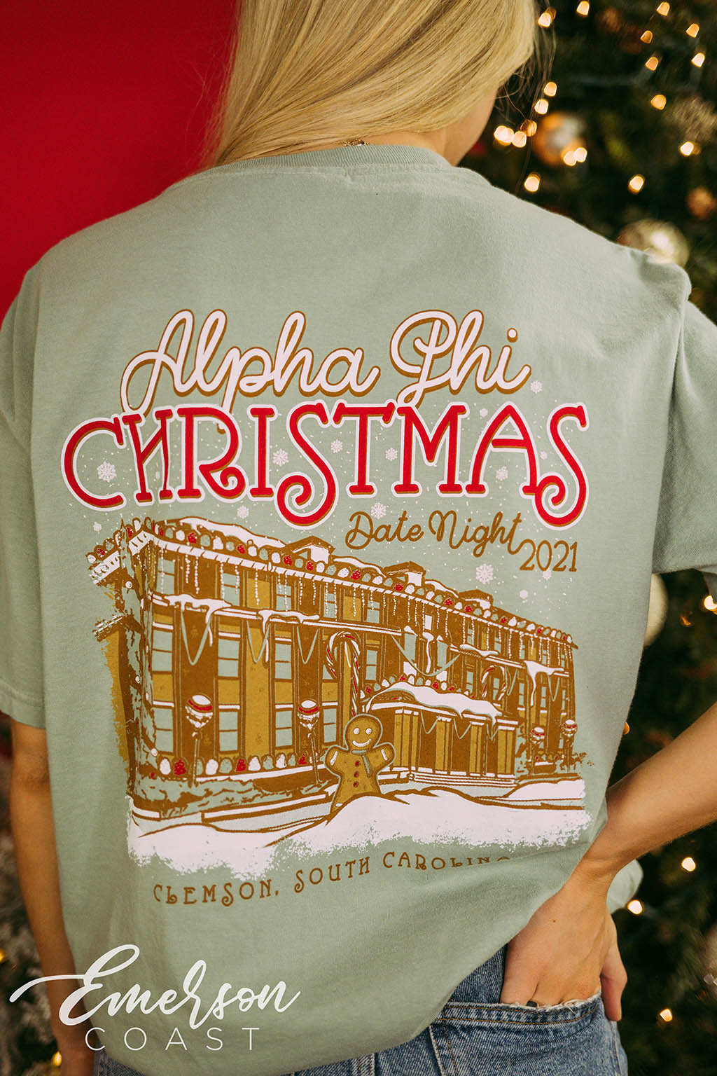 Alpha Phi Christmas Date Night Tee and Crewneck