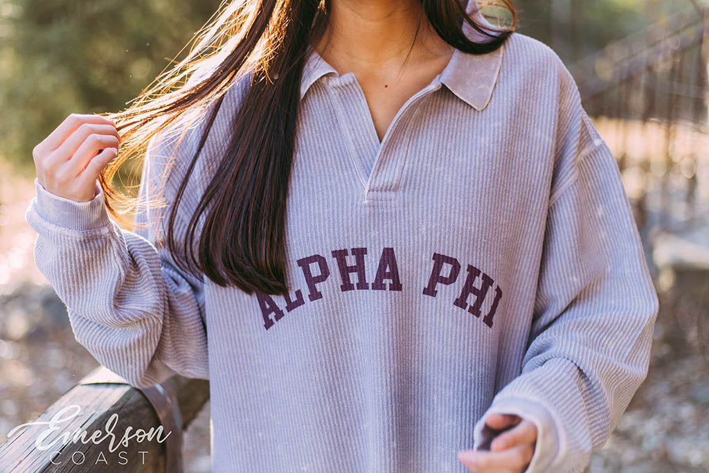 Alpha Phi Lavender Gray Collared Cord