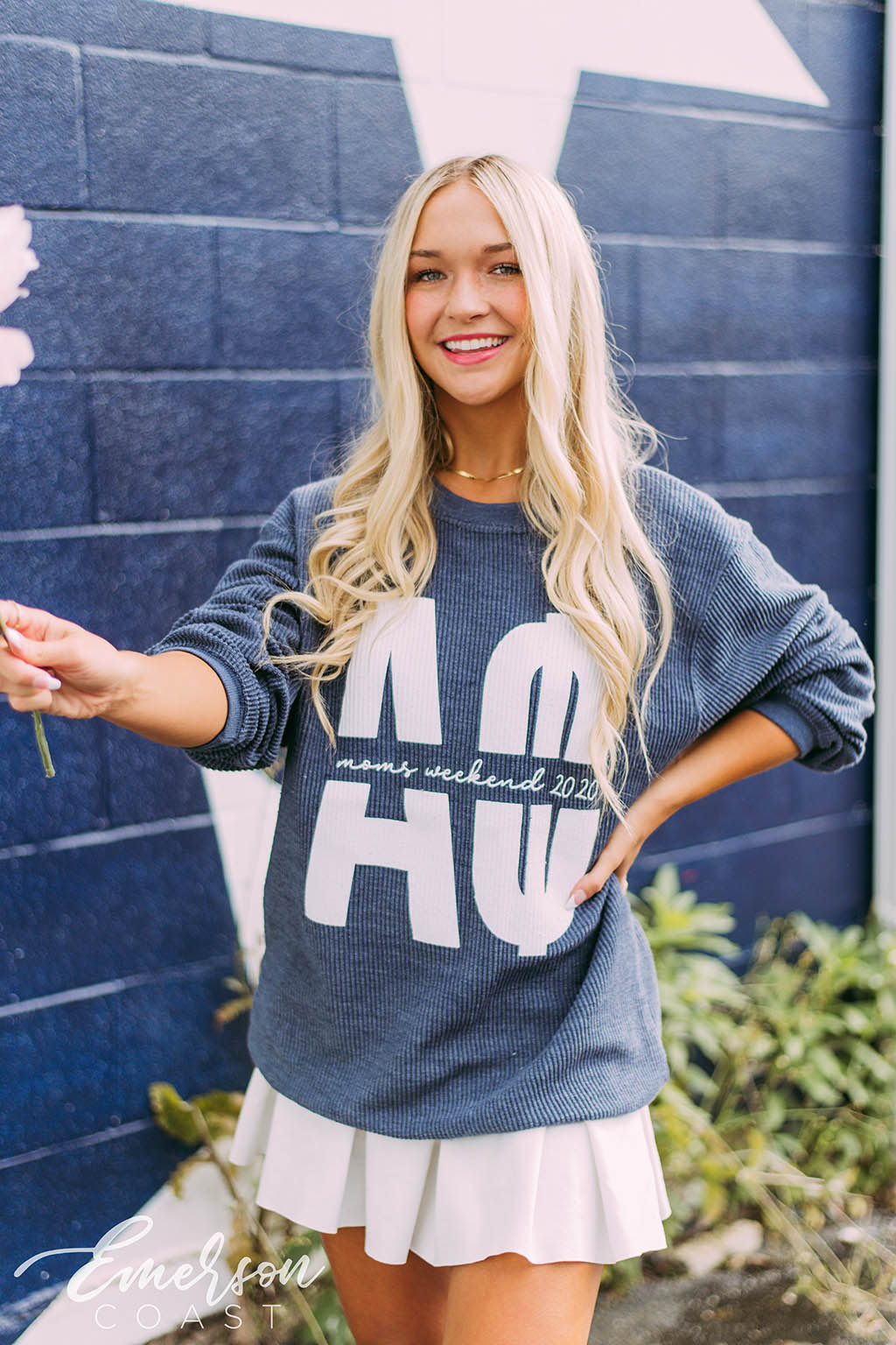 Alpha Phi Moms Weekend Navy Corduroy Sweatshirt