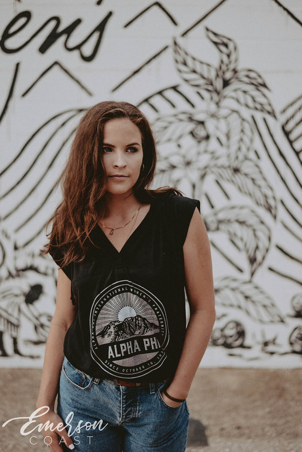Alpha Phi Mountain Vneck Tee
