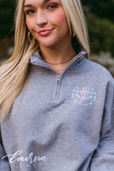 Alpha Phi Simple Floral Quarter Zip Pullover