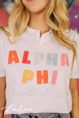Alpha Phi Colorful Recruitment Notch Tee