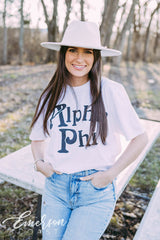 Alpha Phi Simple B&W Tee