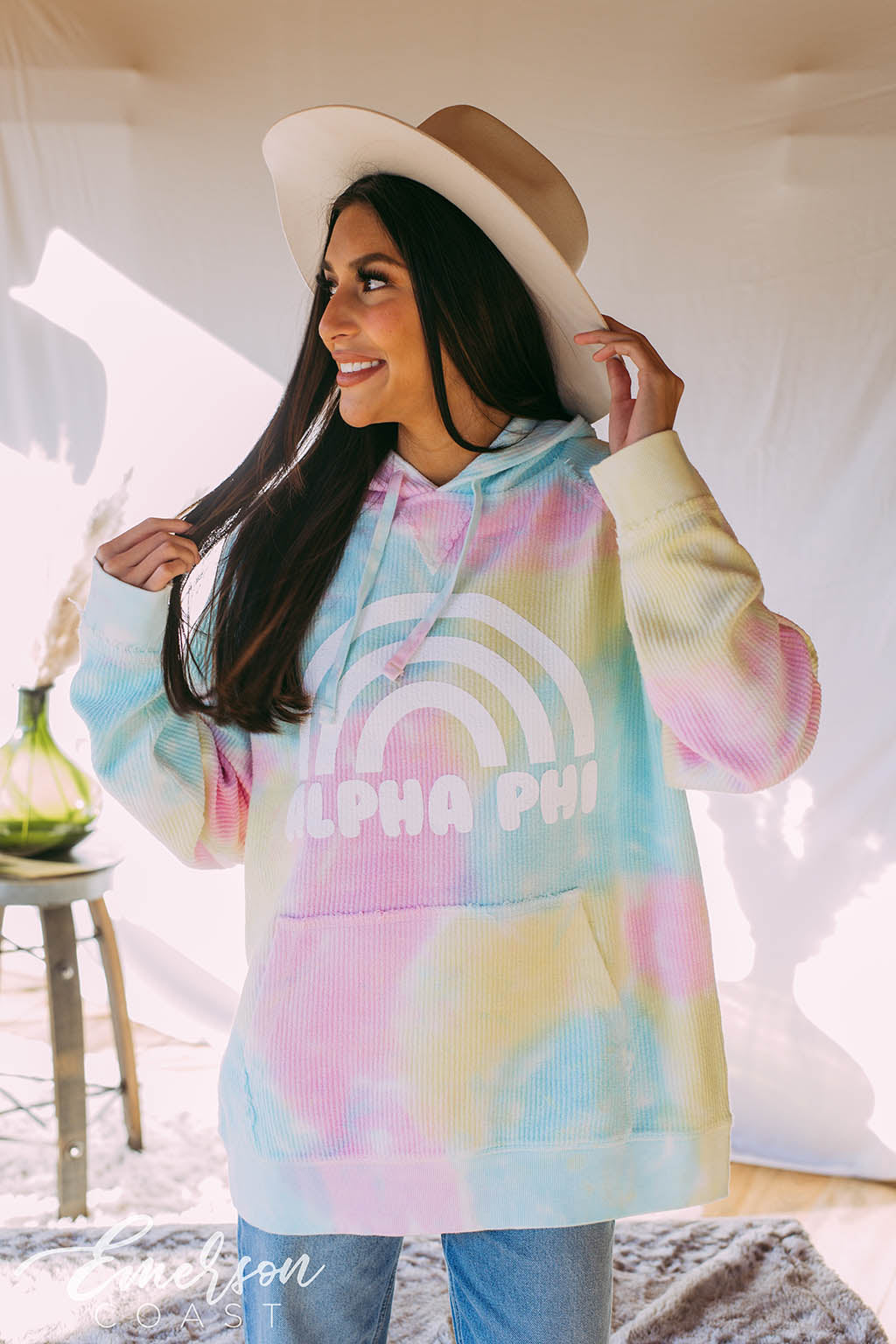 Alpha Phi Tie Dye Corduroy Hoodie
