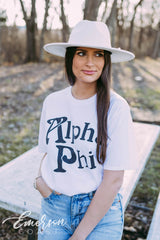 Alpha Phi Simple B&W Tee