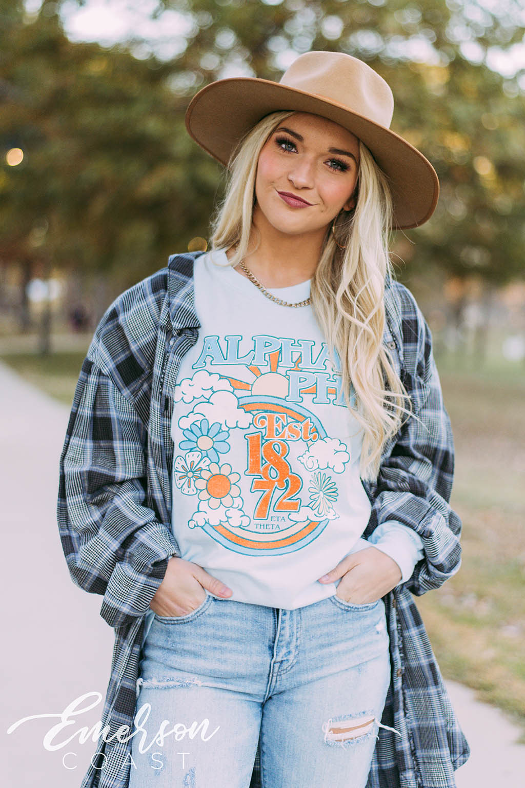 Alpha Phi 70's Floral Long Sleeve Tee