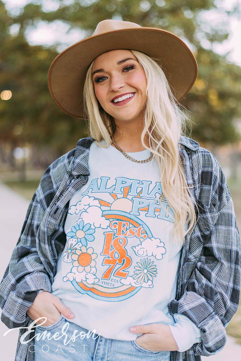 Alpha Phi 70's Floral Long Sleeve Tee