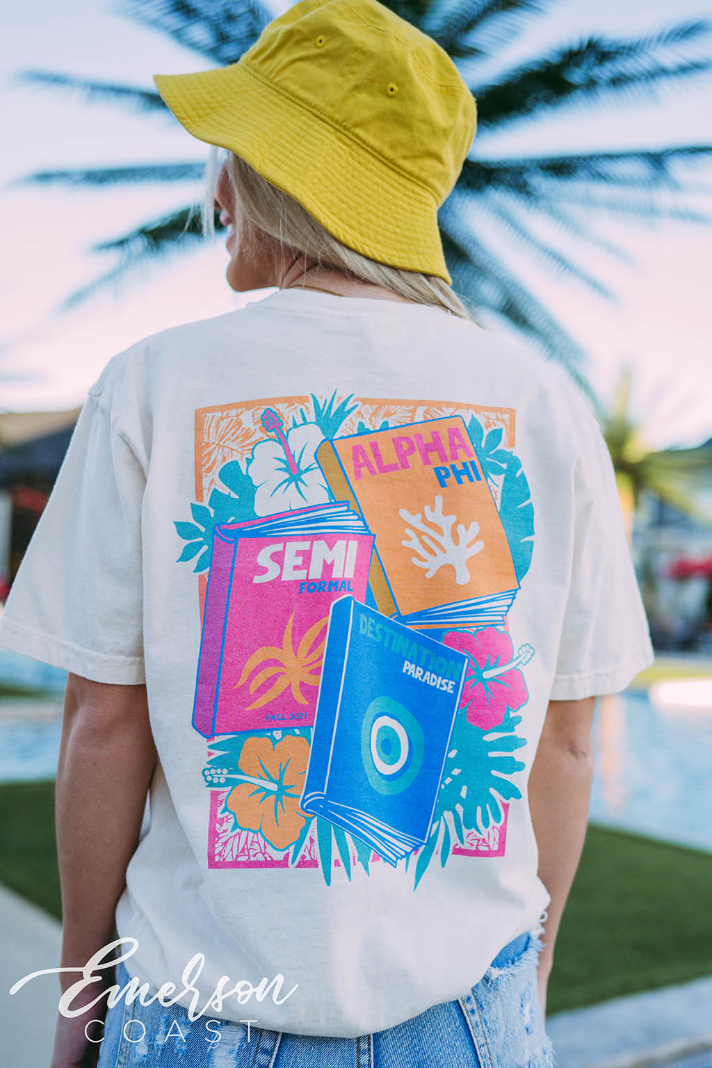 Alpha Phi Semi Formal Tropical Travel Book Tee
