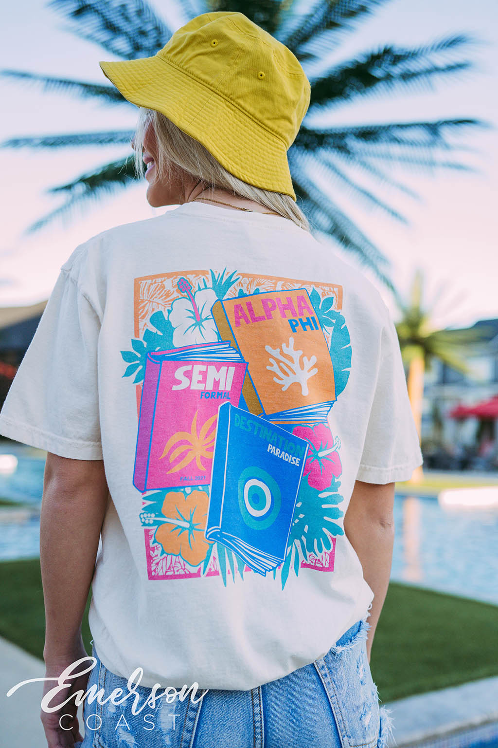 Alpha Phi Semi Formal Tropical Travel Book Tee