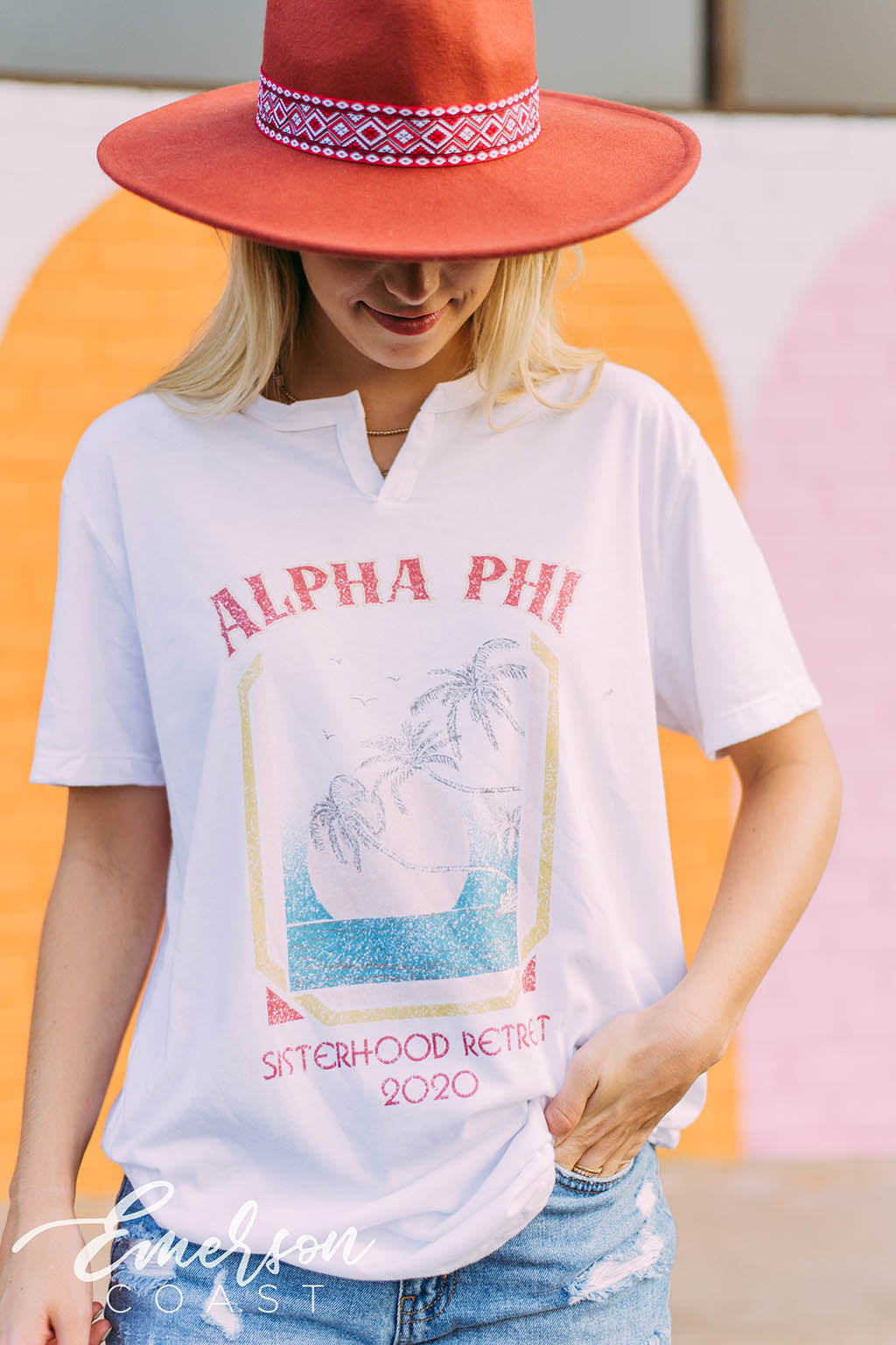 Alpha Phi Retro Beach Sisterhood Retreat Tee