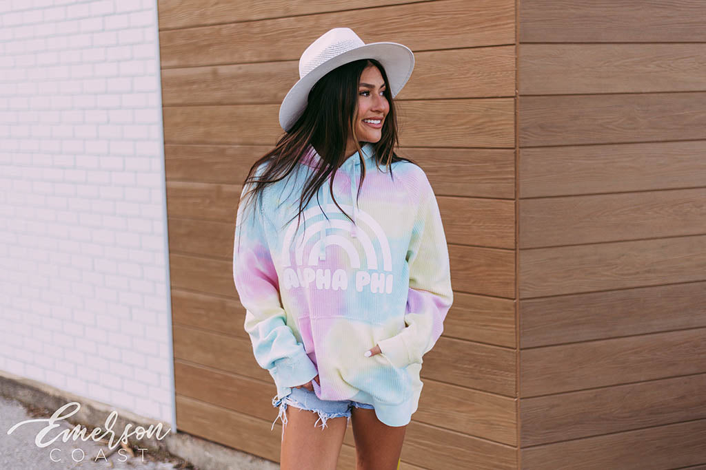 Alpha Phi Spring Tie Dye Corded Hoodie